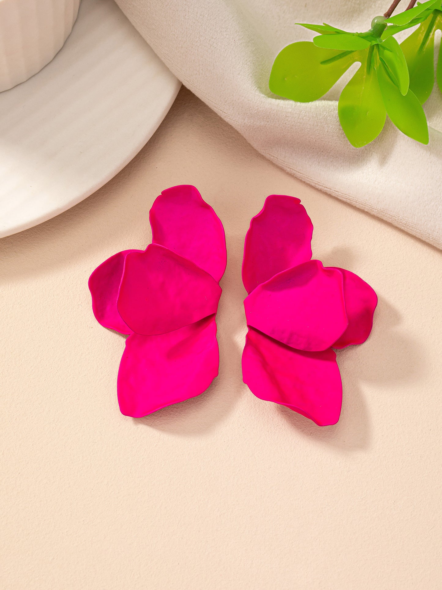 Rose Red Flower Statement Earrings