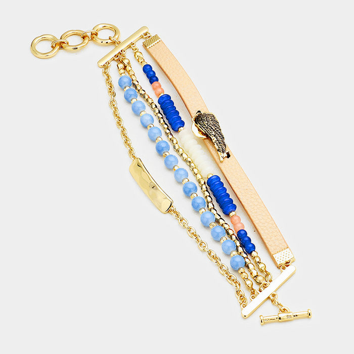 Blue, Peach, and Gold Bracelet