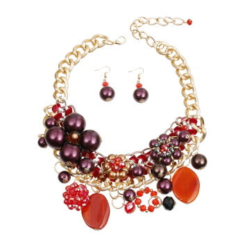 Berry and Bold Statement Necklace Set