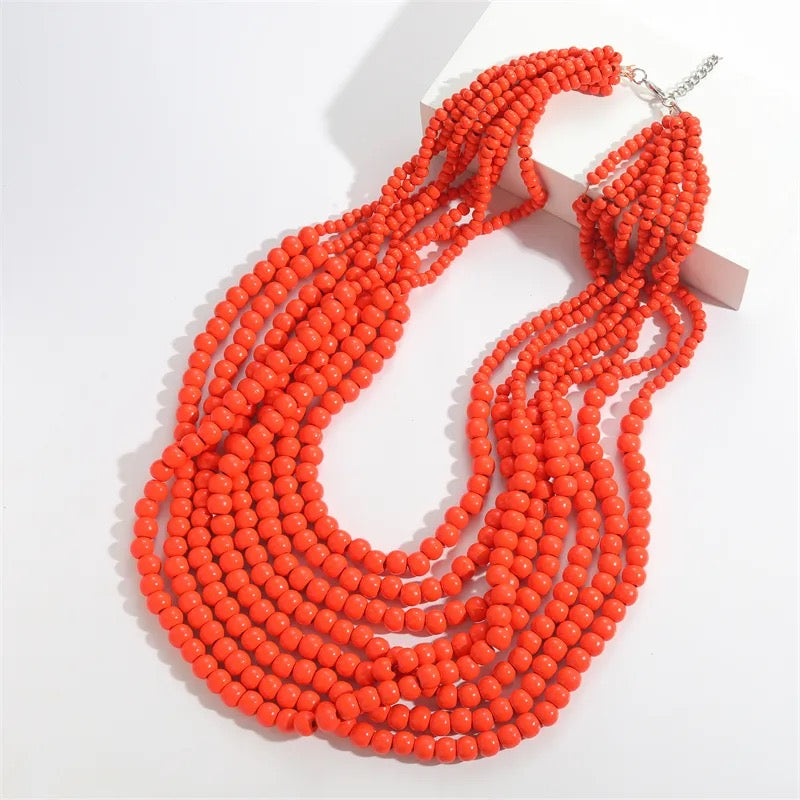 Orange Bead Modern Necklace