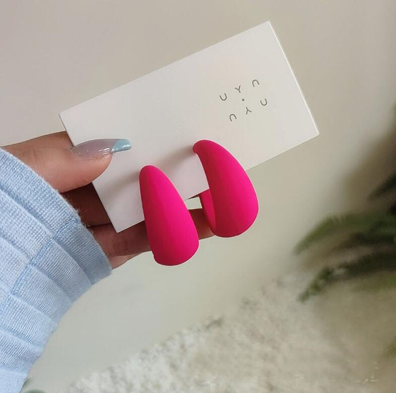 Pink C Shape Earrings