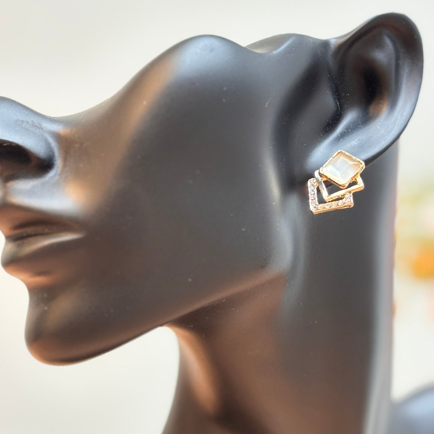 Cream and Gold Stud