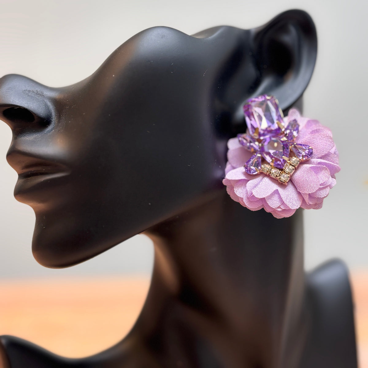 Purple Flower Chiffon Earrings