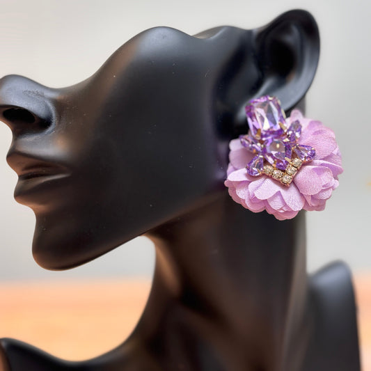 Purple Flower Chiffon Earrings