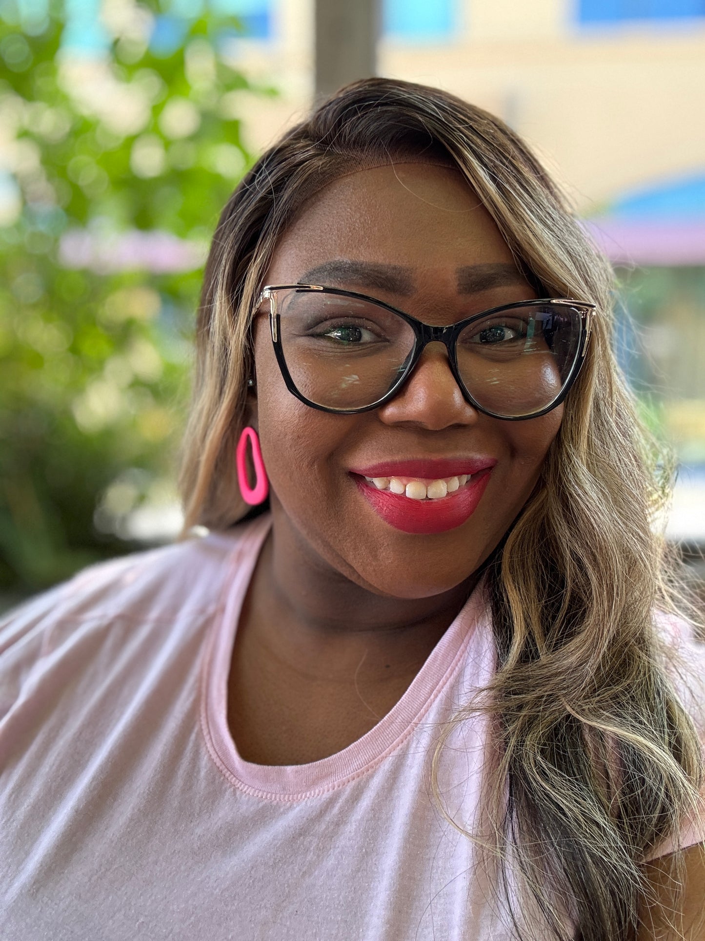 Pink Geometric Earrings