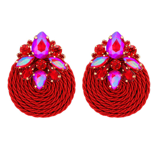 Rope Stud With Gemstone's (Red)